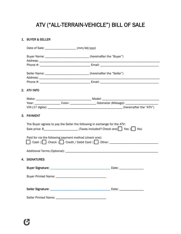 Bike Bill of Sale Form